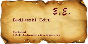 Budinszki Edit névjegykártya